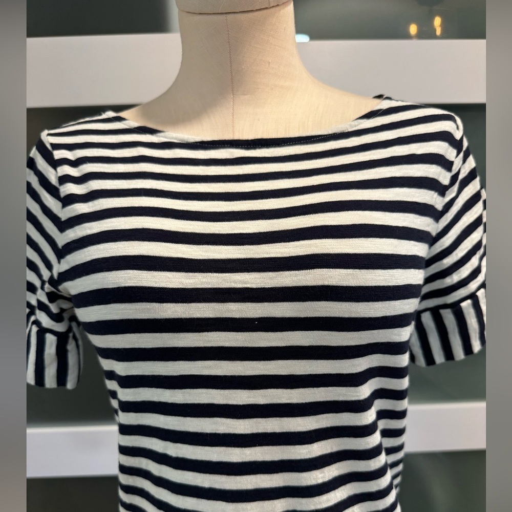 BODEN women’s size 4 short sleeve cotton striped shirt dress in white and navy - Picture 3 of 11